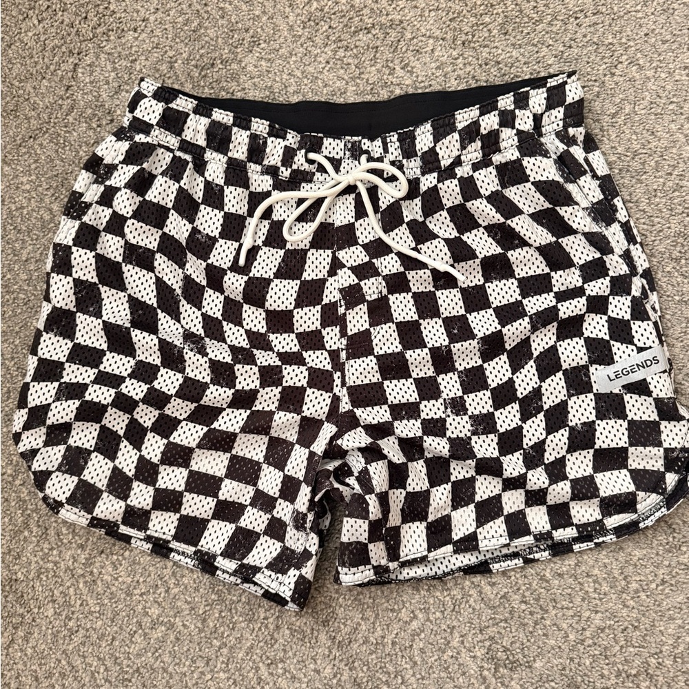 Legends Checkered Black and White Shorts 5 inch
